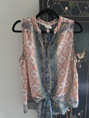 Knox Rose Multicolor Floral Paisley Tie-Front Camisole